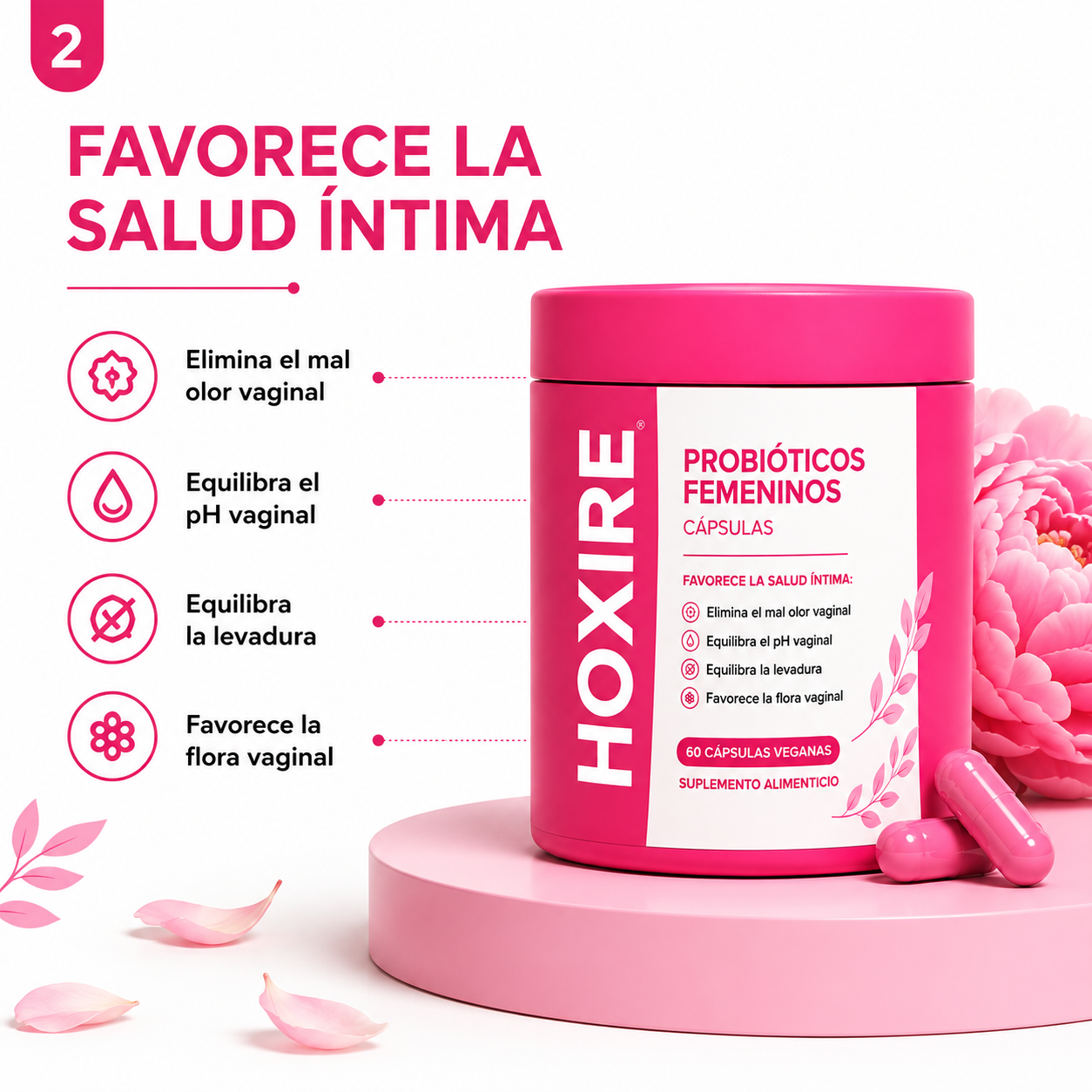 Hoxire Vaginal Probiotic | Intimate Flora and Healthy pH | 60 Vegan Capsules