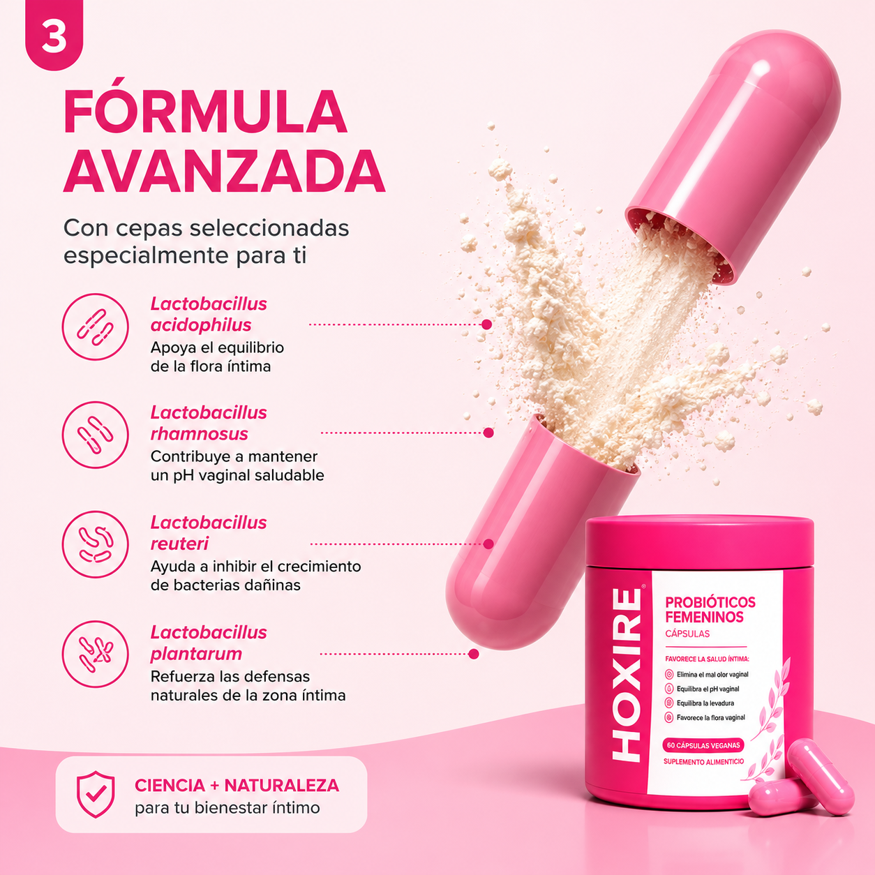 Hoxire Vaginal Probiotic | Intimate Flora and Healthy pH | 60 Vegan Capsules