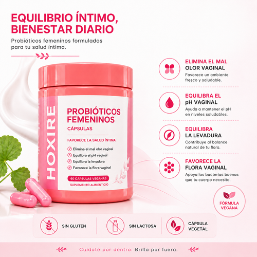 Probiótico Vaginal Hoxire | Flora Íntima y pH Saludable | 60 Cápsulas Veganas
