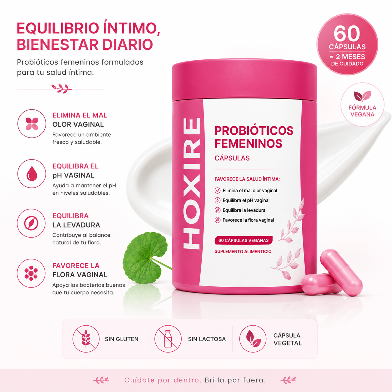 Hoxire Vaginal Probiotic | Intimate Flora and Healthy pH | 60 Vegan Capsules